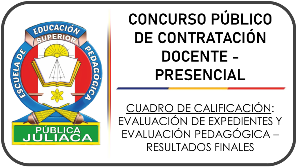 CONCURSO PÚBLICO DE CONTRATACIÓN DOCENTE 2024- PRESENCIAL / CUADRO DE CALIFICACIPON: RESULTADOS FINALES